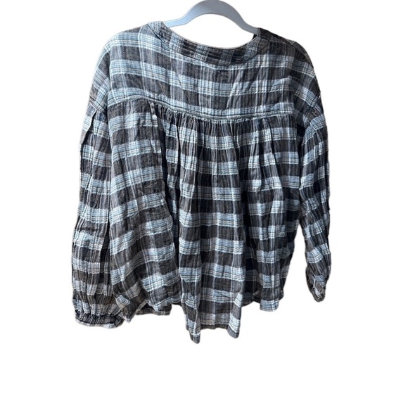 NWT Free People bubble shape plaid print top - Picture 4 of 8